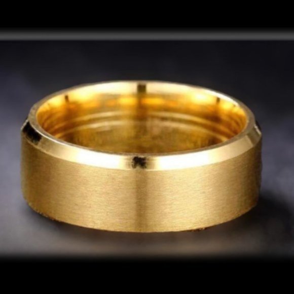 Tungsten Carbide // Matte x Polished Gold Ring - Band // Size: 7 - Picture 2 of 2